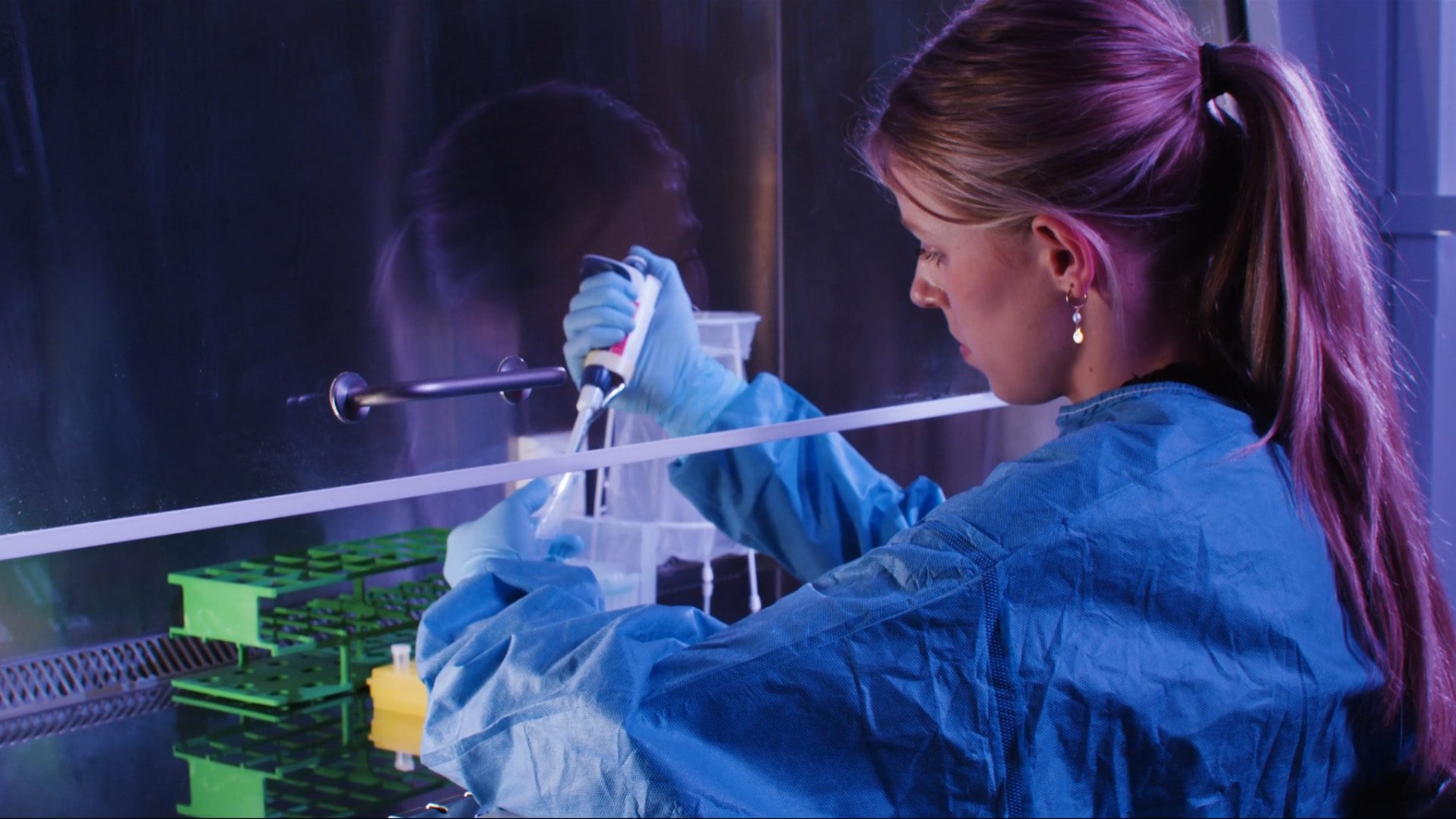 A female researcher working in a laboratory