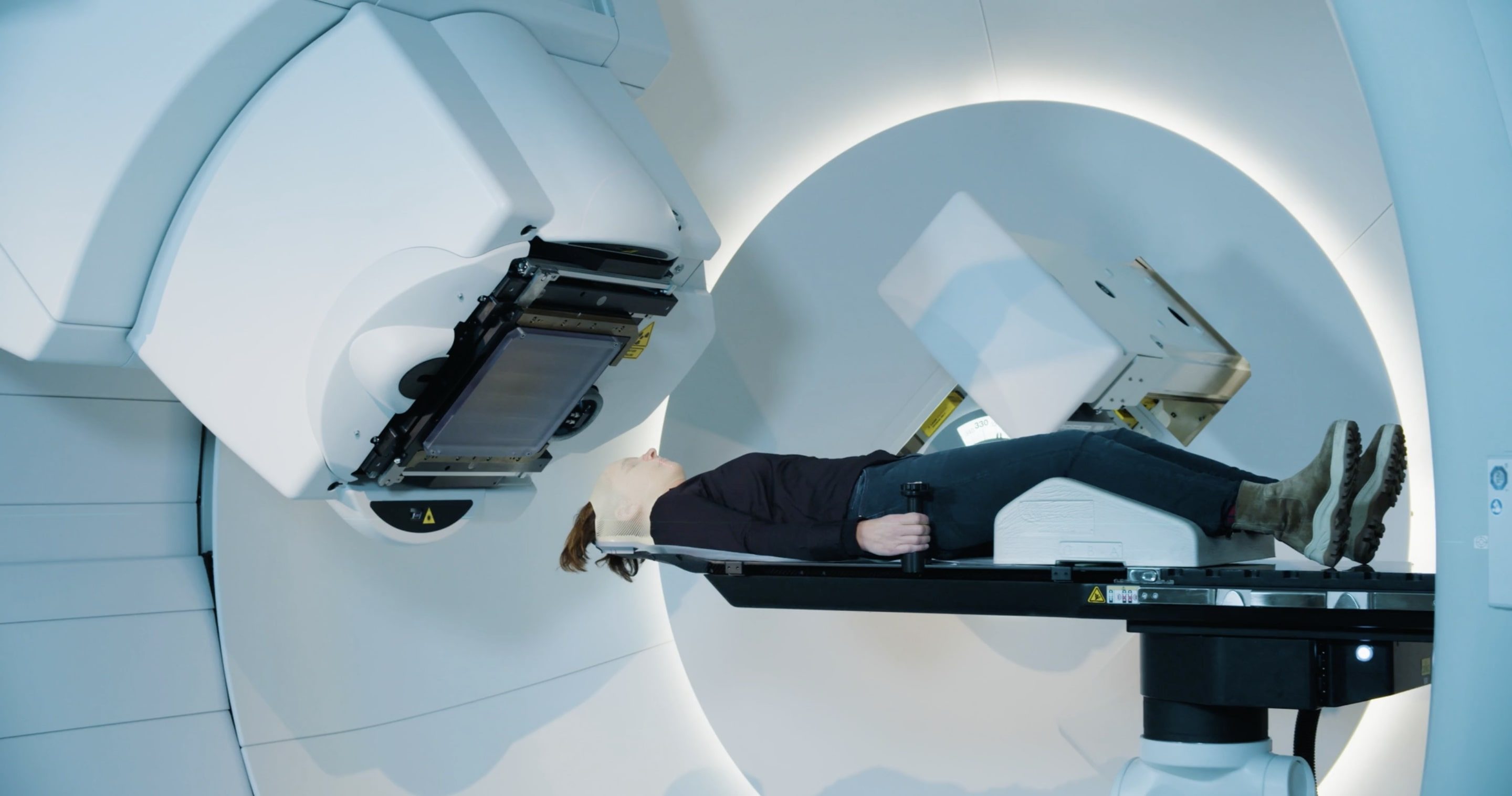This image shows patient receiving radiotherapy at proton center at University Medical Center Groningen