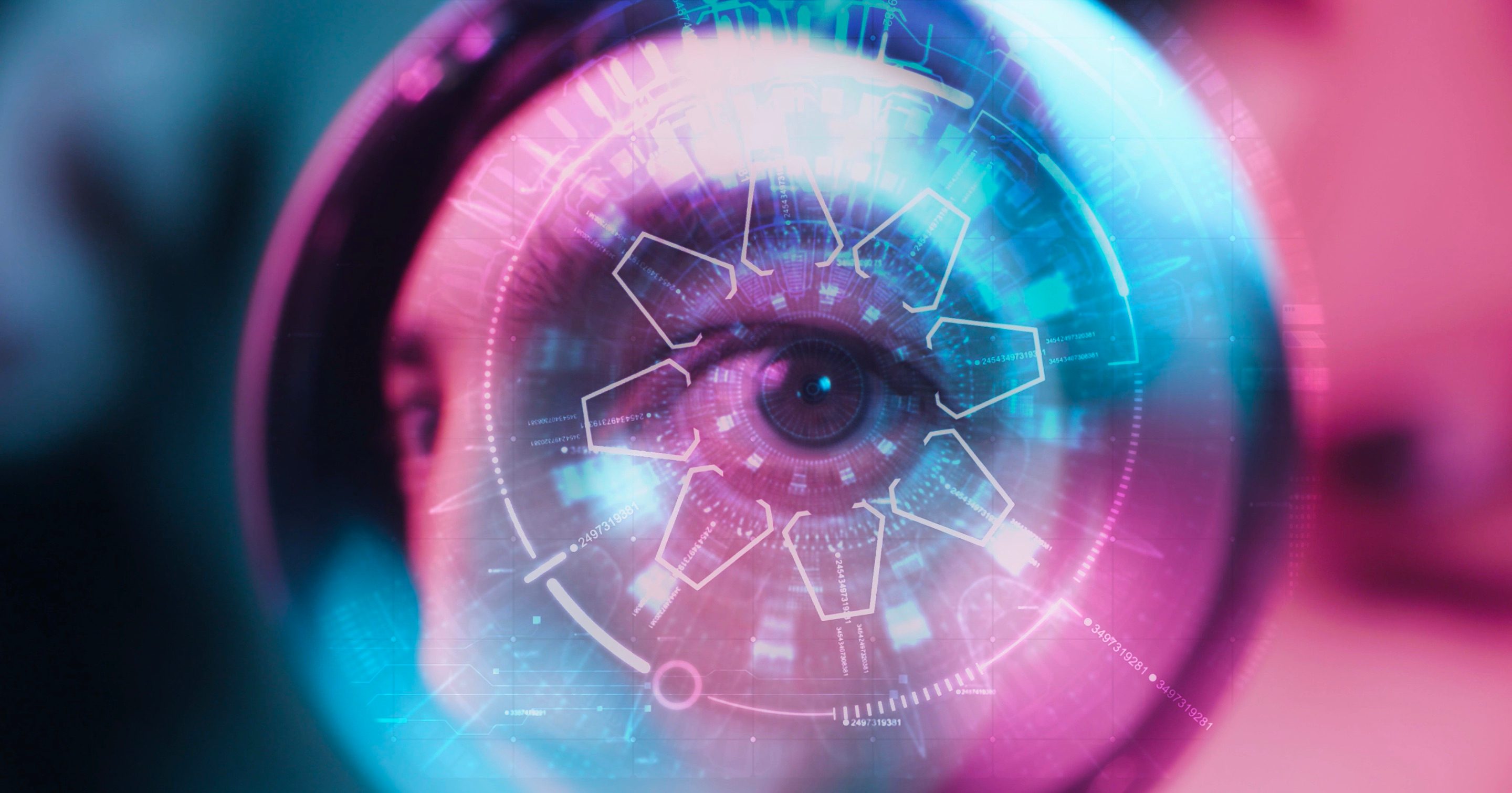 Image of an eye seen through a device that extracts data