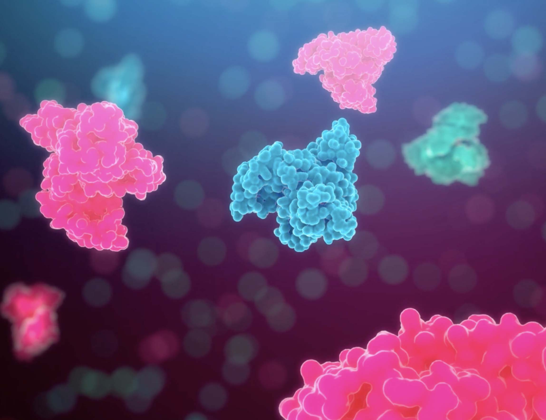 This image shows 3D animation of proteins for Albert Heck's research on proteomics