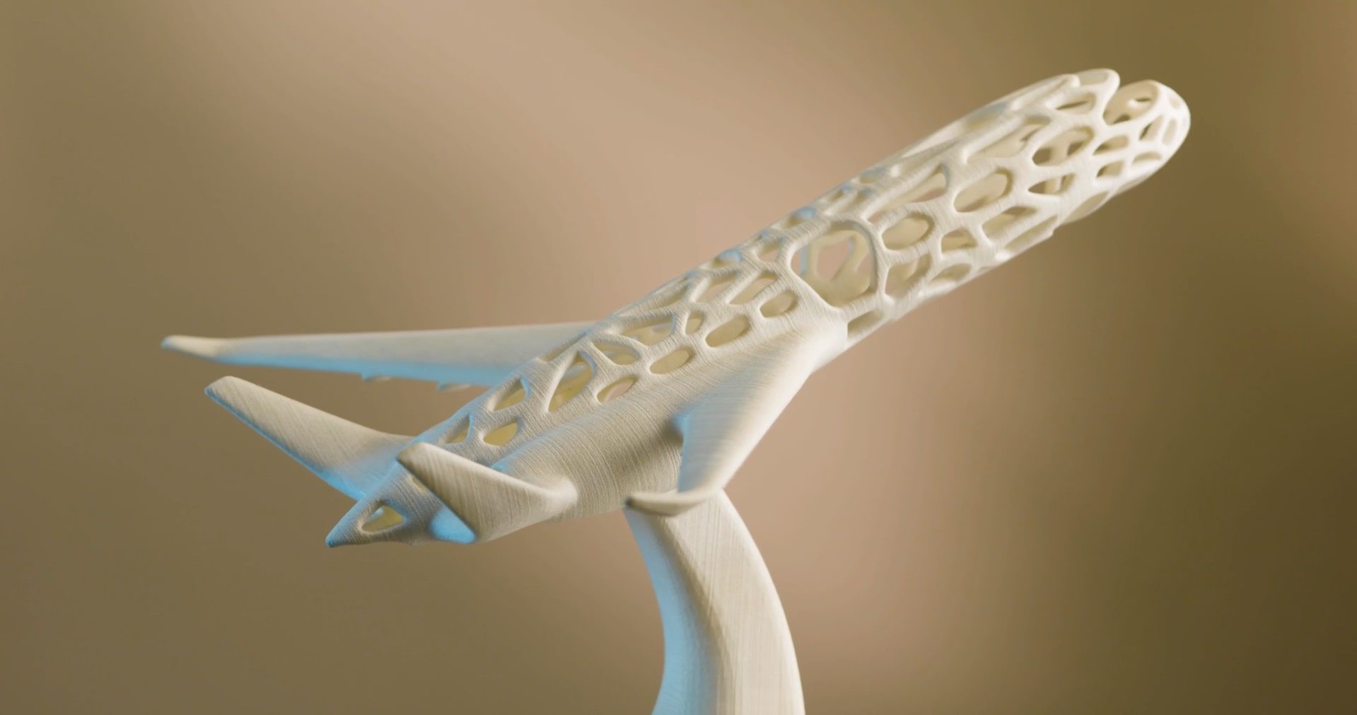 This image shows a 3D printed model of a bionic aircraft 