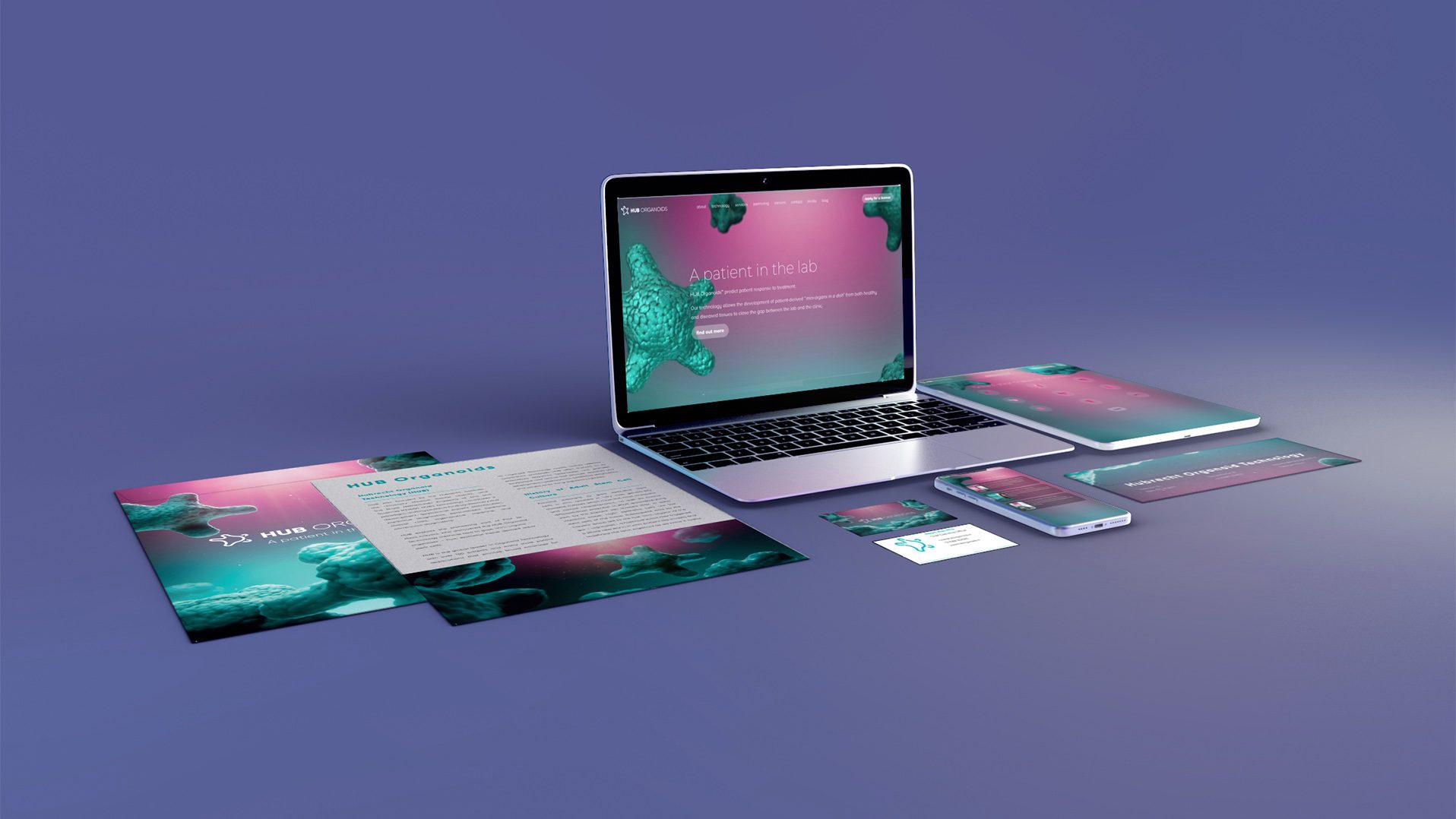 Overview spread of branding elements for HUB