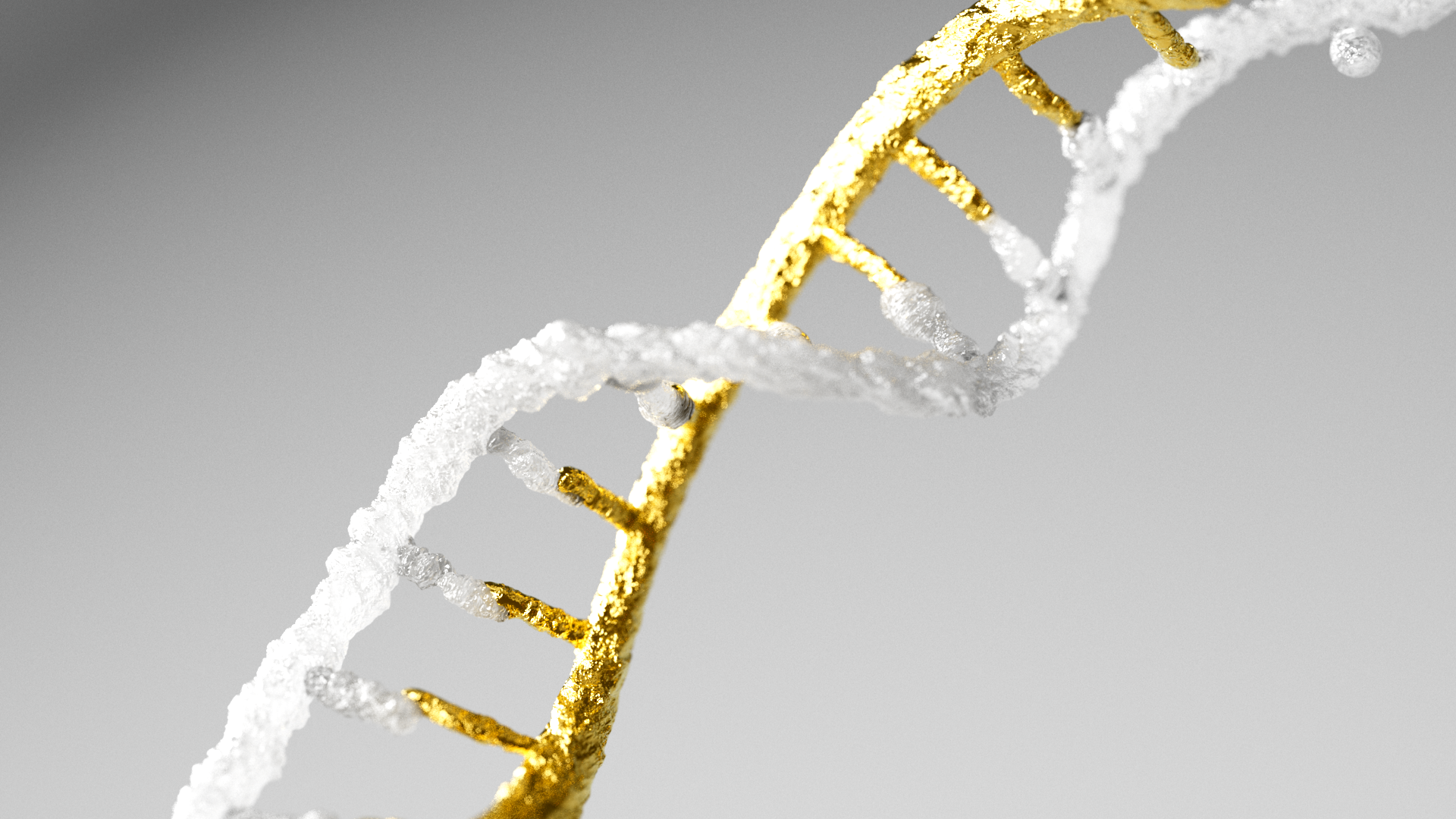 RNA structure 3D animation in white and gold