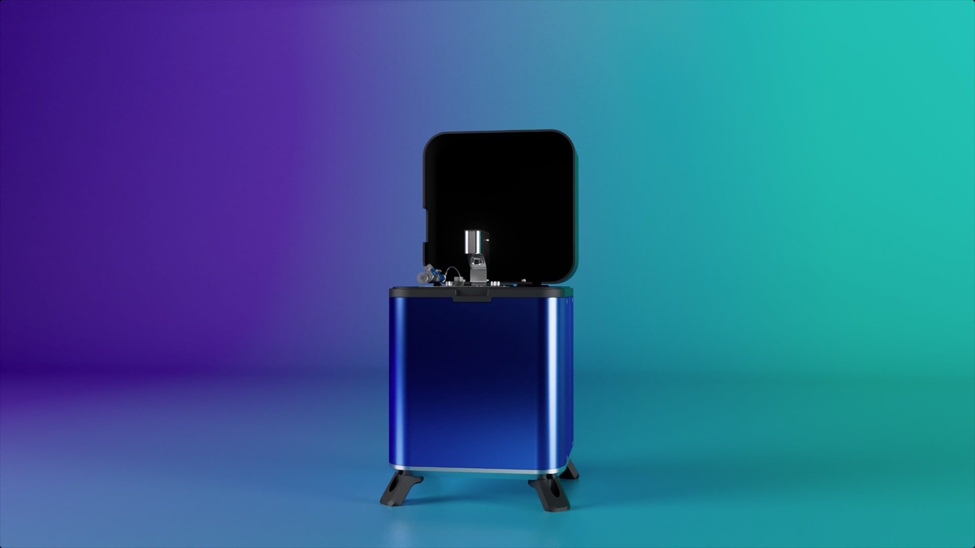This image shows a 3D animated rendering of LUMICKS' z-Movi instrument as Cell Avidity Analyzer